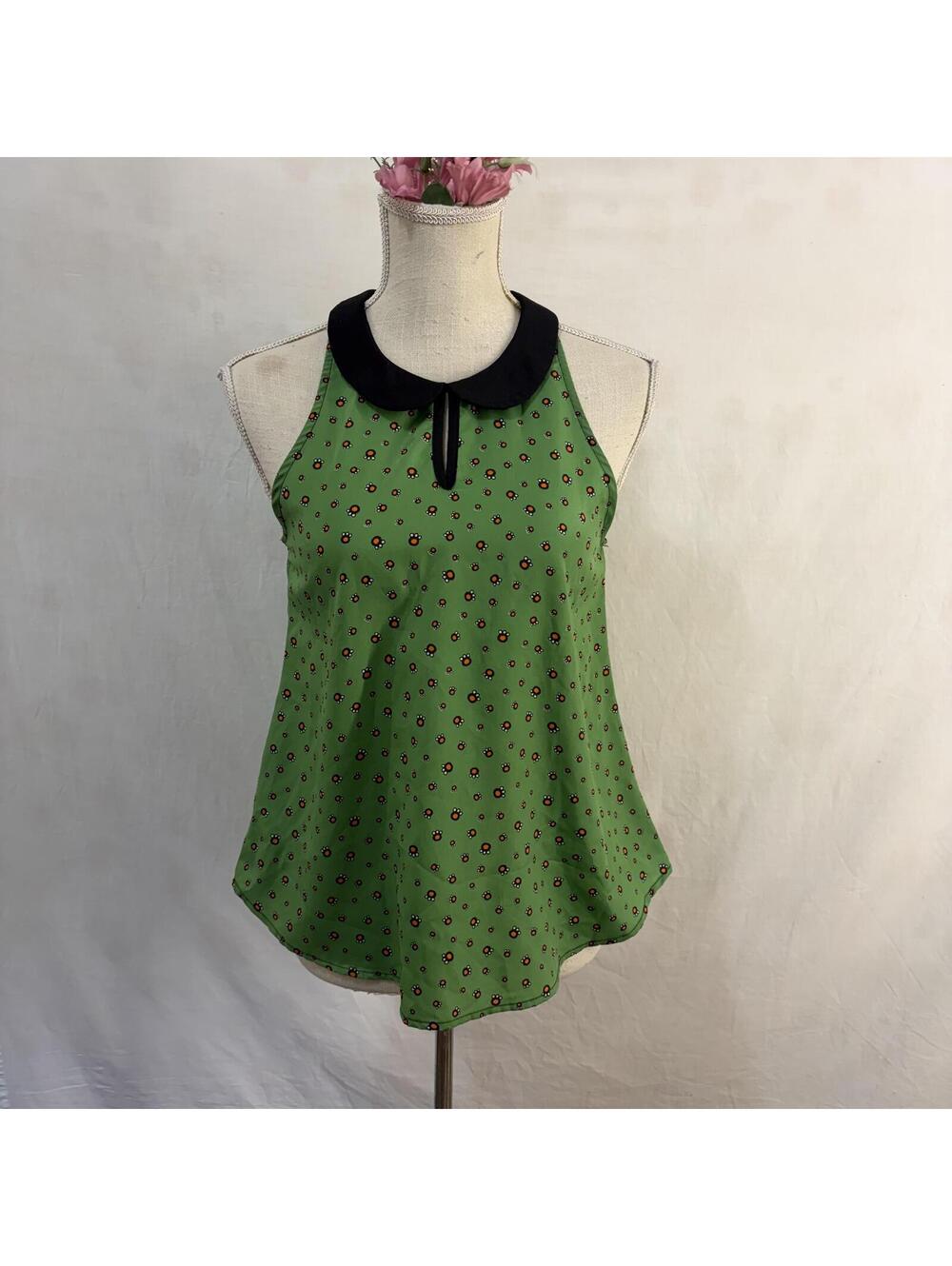 Kelly green Peter Pan collar Y2K tank top vinatge